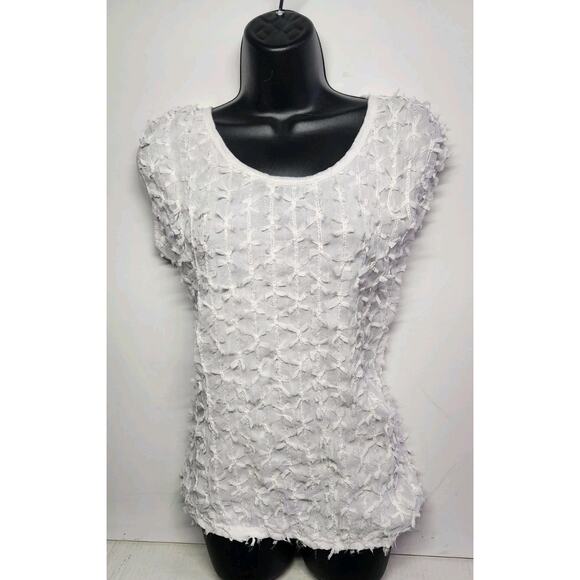 VNT lisa and me Women's XL white Sequence Boho Artsy textured sleeveless blouse - Picture 13 of 13